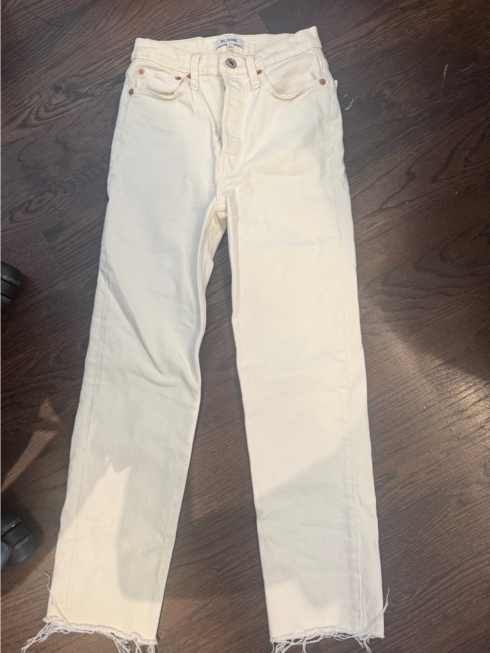 Re/Done Cream Straight-Leg Jeans